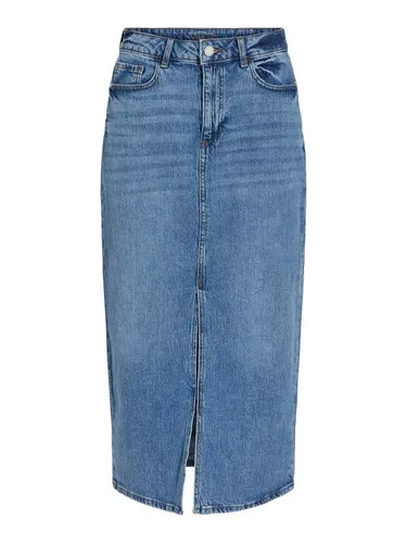 VIJAF HW MIDI Denim Skirt-NOOS - Damen Jeansrock mit hohem Taillenbund, Knopf- und Reißverschluss, Frontschlitz und praktischem 5-Taschen-System für einen lässigen Look.