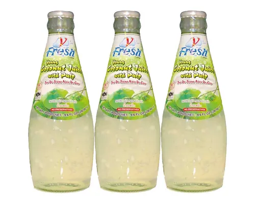 V-Fresh Softgetränk, V Fresh Kokosnuss Getränk aus jungem Kokosnussfleisch 290ml 3er Pack