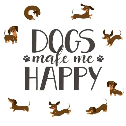 Servietten Dog Happy Hunde Tiere Tierliebe Dackel Spruch weiß Deko 33x33cm 20