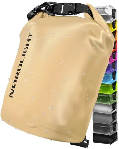 Nordlight Dry Bag 15L Wasserdichter Beutel - (Beige) Wasserdichter Packsack Mit Roll Top Verschluss Und Schultergurt | Schwimmen, Baden, Strand, Kanu, Stand Up Paddling, Tauchen
