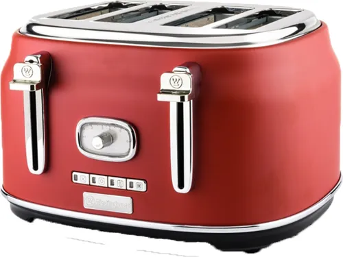Westinghouse Toaster Retroline 4-Scheiben, 1750 W - Toaster der Retro-Serie mit 4 Toastschlitzen, rutschfesten Füßen und einstellbarem Bräunungsgrad für perfektes Toasten und Aufwärmen.