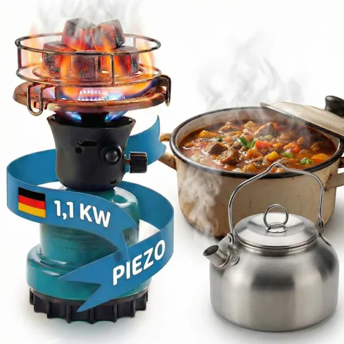 TOM Adventure Campinggaskocher – 1-flammig mit Piezo-Zündung