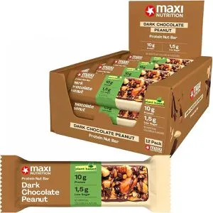 MaxiNutrition Müsliriegel Dark Chocolate Peanut, je 45g, 12 Riegel