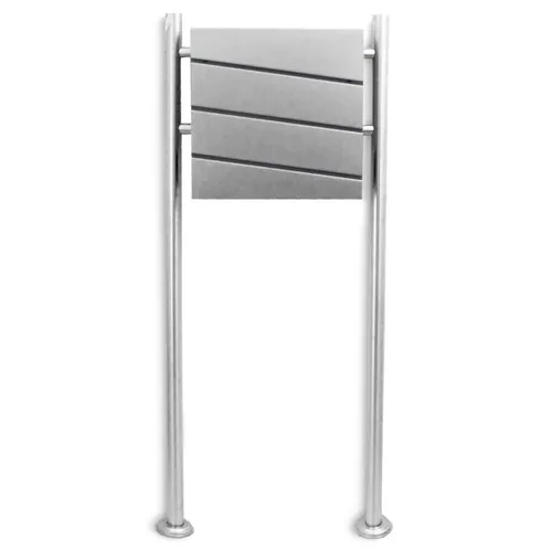 Design Standbriefkasten MS-18394 von BITUXX - Modern gestalteter Briefkasten aus Edelstahl mit abschließbarem Zeitungsfach, ideal für private und kommerzielle Nutzung. Maße: 50x120x16 cm.