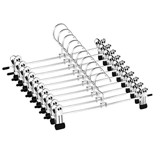 Mutsitaz 10 Stück Hosenbügel Metall, Rockbügel mit 360° Drehbar Haken,Kleiderbügel für Hosen Socken Röcke