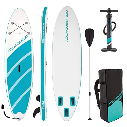 Intex Aqua Quest 320 Sup - Stand Up Paddle Board - 3,20 m x 81 cm SUP mit hoher Ladekapazität von 150 kg, inklusive Dual-Action-Luftpumpe und verstellbarem Paddel für optimalen Komfort beim Wassersport.