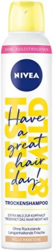 NIVEA Trockenshampoo Fresh & Mild (200 ml) - Trockenshampoo für helle Haartöne, sorgt für sofortige Frische und ein angenehmes Duft-Erlebnis – ohne Rückstände. Vegan und extra mild für schonendes Haar.