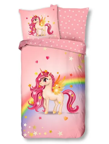 soma Bettwäsche Kinderbettwäsche Regenbogen Set 2tlg Einhorn - Bettwäsche-Set 2tlg. aus 100% Baumwolle, sorgt für einen erholsamen Schlaf mit atmungsaktiven Eigenschaften. Ideal für kleine Einhorn-Fans, mit Wende-Design und Reißverschluss.
