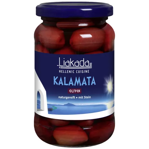 Liakada Kalamata Oliven mit Stein 220g Glas