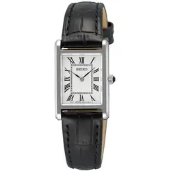 Seiko Damen Classic 20mm Uhr SWR107P1 - Elegante Damenarmbanduhr mit 20mm Edelstahlgehäuse und Lederarmband, wasserdicht bis 50m – perfekt für jeden Anlass.