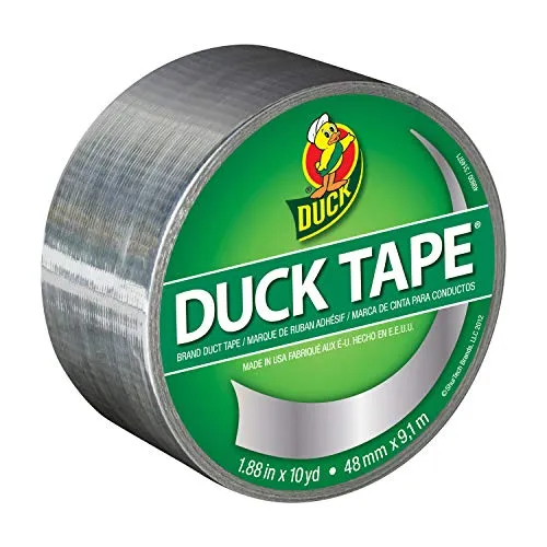 Duck Tape Gewebe-Klebeband, einfarbig, Silber-Chrome, Reparieren, Basteln, Personalisieren, Dekorieren und als Lernmaterial, 48 mm x 9,1 m