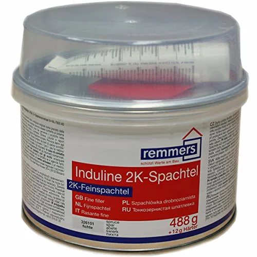 Remmers INDULINE 2K-SPACHTEL - 0.5 KG (FICHTE) - Eisenwaren Spachtelmasse, ideal zum Ausgleichen tieferer Unebenheiten mit hochwertiger 2K-Polyesterbasis für perfekte Oberflächen.