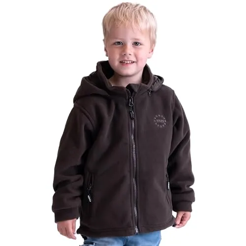 BMS Fleecejacke mit abnehmbarer Kapuze, Braun, Größe 110 - Hochwertige Fleecejacke für Kinder aus Antarctic Clima-Fleece, atmungsaktiv und warm. Ideal für kalte Tage mit praktischer abnehmbarer Kapuze und mehreren Taschen. Pflegeleicht und schnell trocknend.
