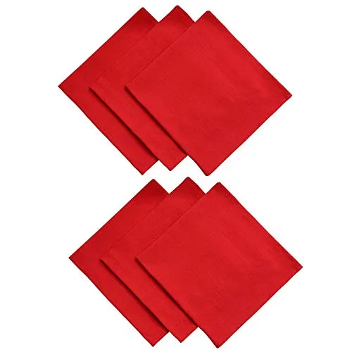GARIELLA® 6er-Pack Stoffservietten aus 100% Baumwolle, 45 x 45 cm, quadratisch, 4-seitig eingesäumt, rot
