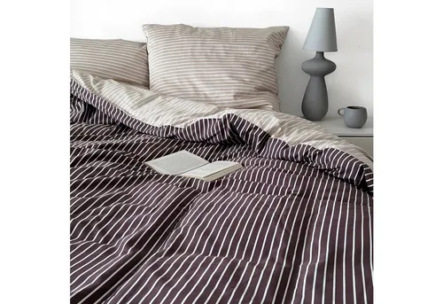 MAGANO Wendebettwäsche, Bambus & Baumwolle Satin, Luxus Bettwäsche Streifen, 400 TC Luxusqualität, Hypoallergen, Thermoregulierend