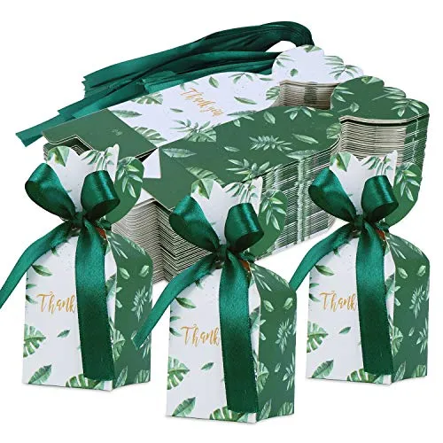 TsunNee 50 Stück Papier Süßigkeitenboxen Mori Hochzeit Gastgeschenke Boxen Vase Form Party Geschenk Box Kreative Papier Leckereien Boxen mit Bändern für Kekse Schokolade Juwelier