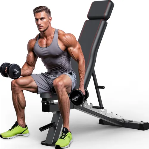 VOWVIT Hantelbank 4in1 - Klappbare Multifunktions-Hantelbank für intensives Training - Robuste Hantelbank mit 550 kg Tragkraft, ideal für Schräg-, Flach- & Bench-Press-Training. Vielseitig einsetzbar für über 40 Übungen und platzsparend klappbar.