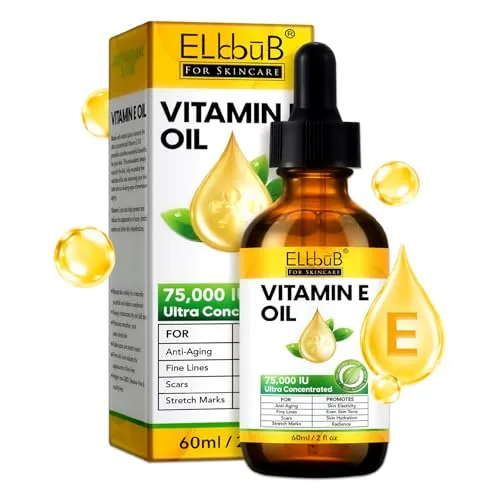 P-Beauty hochdosiertes Vitamin E Öl 75.000 IE 60ml - Reines Vitamin E Öl für Haut, Gesicht & Körper - Anti Aging Gesichtsöl gegen Falten, feine Linien & Narben, Hautstraffung, Feuchtigkeitspflege