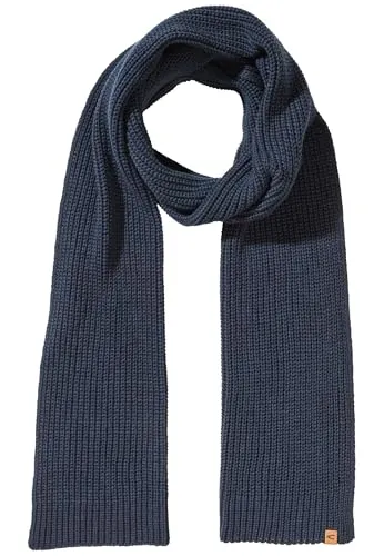 camel active Damen Strickschal aus reiner Baumwolle Dunkelblau - Schals für Damen, hochwertiger Schal aus reiner Baumwolle mit Kaschmir-Anteil für hohen Tragekomfort und stilvollem Lederdetail.