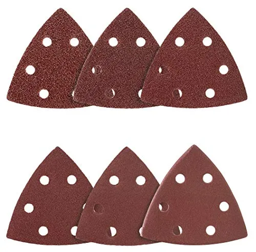 Delta-Schleifdreiecke │ 50 Stück │ 6-Loch │ 93 x 93 x 93 mm │ Korn 120 │ für Deltaschleifer │ Schleifblätter │ dreieckige Schleifpads │ Schleifpapier