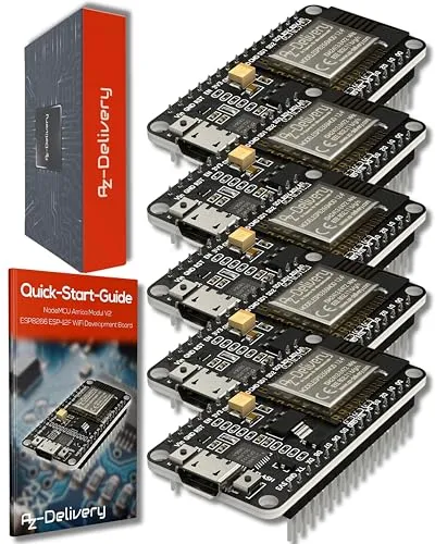 AZDelivery 5 x NodeMCU Amica Modul V2 ESP8266 ESP-12F WiFi - Node MCU ESP 8266 WiFi Development Board mit CP2102 kompatibel mit Arduino - inklusive Installationsanleitung als E-Book