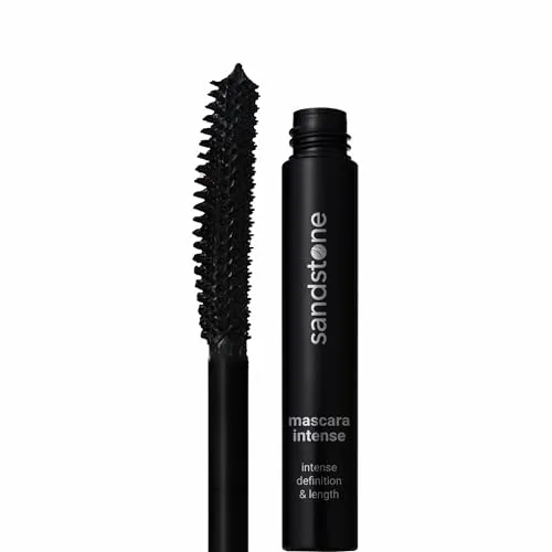 Sandstone Scandinavia Hypoallergene Mascara Intense Schwarz | Allergikerfreundlich & Wischfest Wimperntusche für Volumen, Intensität und Lange Wimpern | Für allergiker geeignet