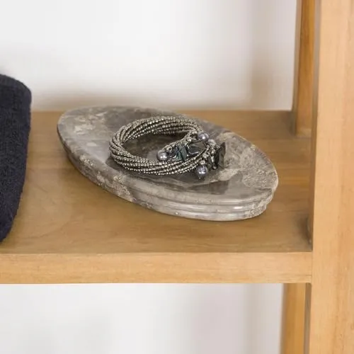 wohnfreuden Seifenschale Marmor oval grau Seifenablage Tablett