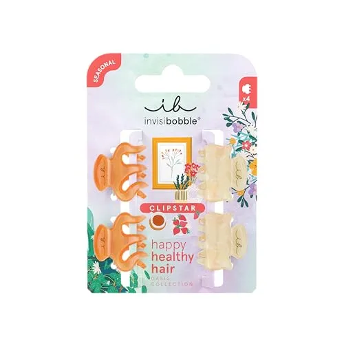 invisibobble - CLIPSTAR XS Oasis Petit Citrus - 4-teiliges Haarspangen-Set - Kleine, farbenfrohe Haar Clips für verspielte Frisuren - Trendiger Look, sicherer Halt, gesundes Haar