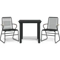 vidaXL 3-tlg. Garten-Essgruppe Schwarz PVC Rattan - Gartenmöbel-Set aus strapazierfähigem PVC-Rattan mit robustem Stahlgestell. Ideal für entspannte Nachmittage im Freien mit Familie und Freunden!
