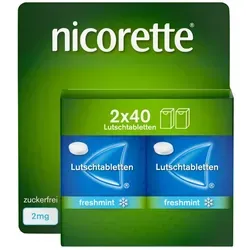 Nicorette Lutschtablette Freshmint 2 mg - 80 Stück - Suchterkrankungs-Medikamente, rezeptfreie Unterstützung zur Rauchentwöhnung mit erfrischendem Minzgeschmack.