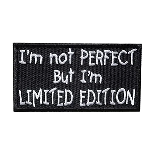 Biker Zitat Spruch IṀM Not Perfect But IṀM Limited Edition - Aufnäher, Bügelbild, Sticker, Applikationen, Patches, Größe: 23 x 12.8 cm (9 x 5 cm)