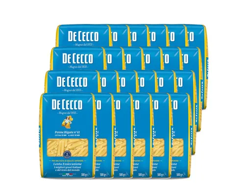 DE CECCO Nudeln, De Cecco Penne Rigate Nr. 41 Nudeln aus Hartweizen 500g 24er Pack