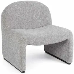 Sessel Bassilla aus Boucle-Stoff, Grau - Gartenmöbel – Stilvoller Sessel mit weicher Polsterung für ultimativen Komfort und eine einladende Atmosphäre in Ihrem Zuhause.