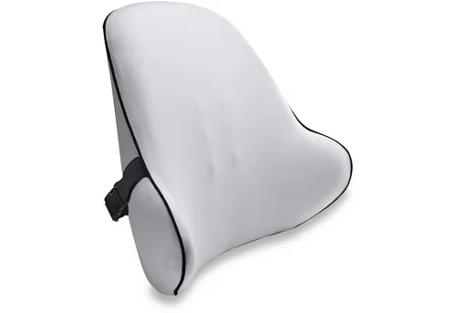 Vitabo Rückenkissen – Ergonomisches Lendenkissen für Büro und Auto (Grau) - Stuhlkissen mit ergonomischer Form, abnehmbaren Bezug und temperaturregulierendem Visco-Memory-Schaum für optimalen Komfort und Unterstützung im Büro oder Auto.