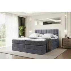 Altdecor Boxspringbett Dunkelgrau 140x200 cm - Schlafzimmer Boxspringbett mit 2 Bettkästen für zusätzlichen Stauraum, perfekte Körperanpassung durch hochwertige Matratzen und atmungsaktiven Topper, ideal für erholsame Nächte.