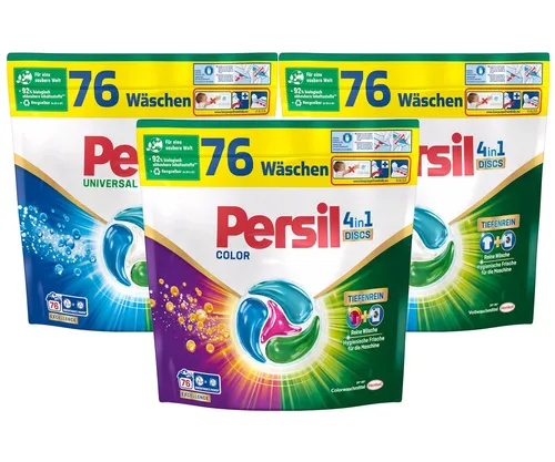 Persil 2x Persil Discs Universal 76WL & 1x Discs Color 76WL Vollwaschmittel