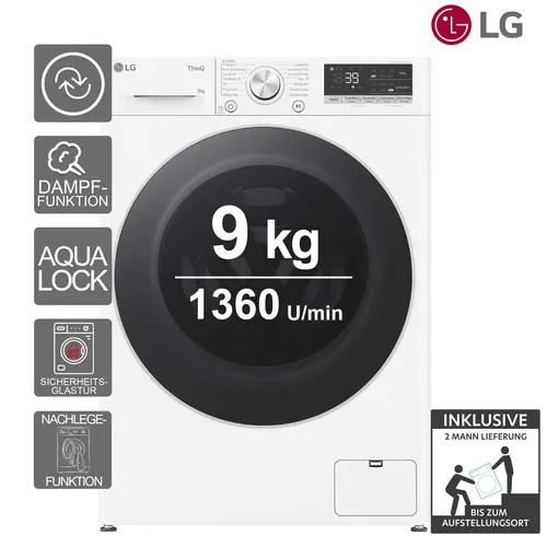 LG Waschmaschine F4WR7091, 9 kg, 1400 U/min