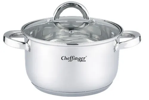 Cheffinger Kochtopf mit Glasdeckel geeignet für alle Herdarten aus hochwertigem Edelstahl