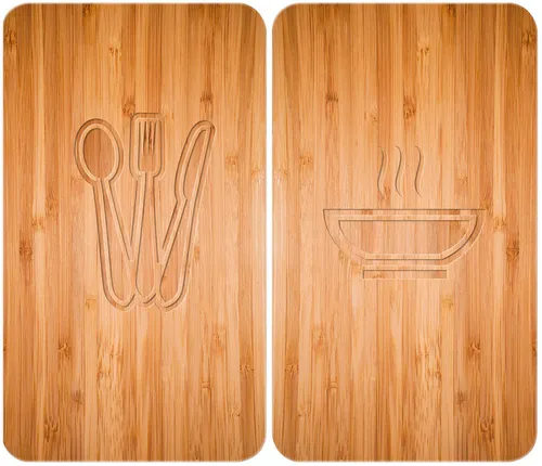 Herdabdeckplatte Universal Lunch 2er Set - Kochfeldabdeckungen für Glaskeramik-, Elektro- und Gasherde, kratzfest und schlagfest mit rutschfesten Füßen