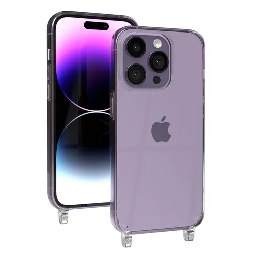 EAZY CASE für Apple iPhone 14 Pro Hülle mit Ösen für Handykette transparent TPU