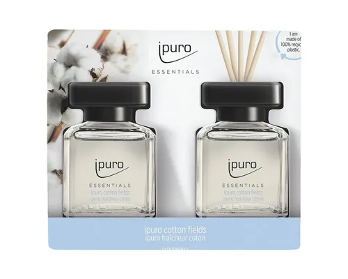 IPURO Raumduft Cotton Fields, 2x 50 ml, Glasflakon mit Rattan-Holzstäbchen