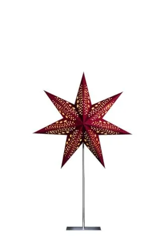 ZICOM Dekostern Weihnachtsstern Papierstern samt, rot 45cm mit Ständer für Weihnachten, Hochzeiten, Party, Dekoration, Geschenkidee, 230V 50Hz, E14 Fassung mit Euro-Flachstecker