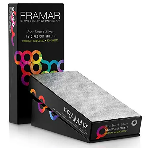 FRAMAR Silber Strähnenfolie – 500 Blatt für Friseure - Colorationszubehör mit vorgeschnittenen Blättern für einfachen Zugriff und sicherem Halt, ideal für professionelle Strähnentechniken.
