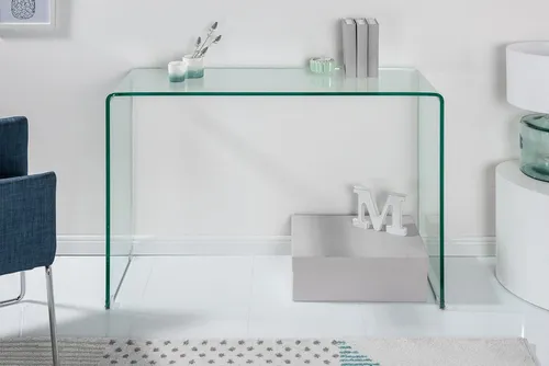 riess-ambiente Konsolentisch FANTOME - 100cm transparent Schreibtisch - Drohnen Tisch aus geformtem Sicherheitsglas, ein außergewöhnlicher Eyecatcher für modernes Design und individuell kombinierbar mit deinem Stil.