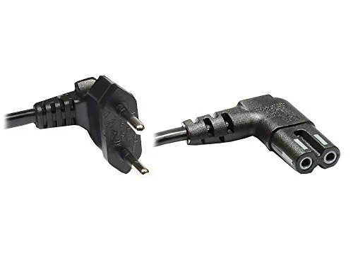 Good Connections® Euro-Netzkabel - 3 m - Netzstecker (90° gewinkelt) an Euro 8 Buchse (90° gewinkelt) - für Smart TV, Playstation, XBOX One S, Drucker, Radio, Rasierer, usw. - schwarz