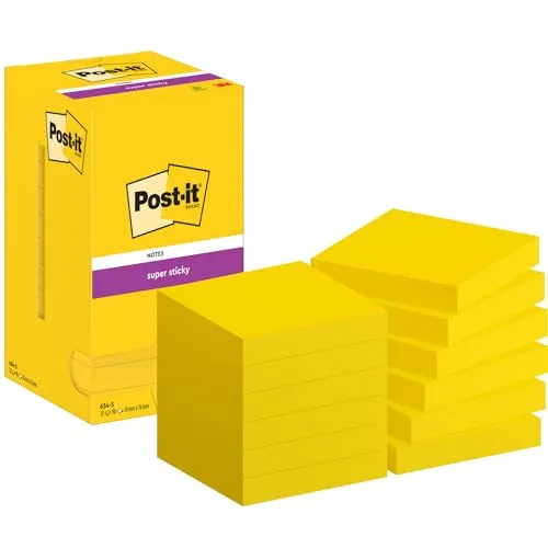 Post-it Super Sticky Notes, 12 Blöcke, Gelb von Post-it