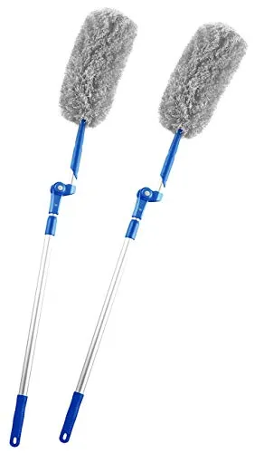Sichler Haushaltsgeräte Staubbürste: 2er-Set Mikrofaser-Staubwedel, Teleskop-Griff, verstellbarer Winkel (Staubwedel Microfaser waschbar, Heizungsreiniger, Heizkörper)