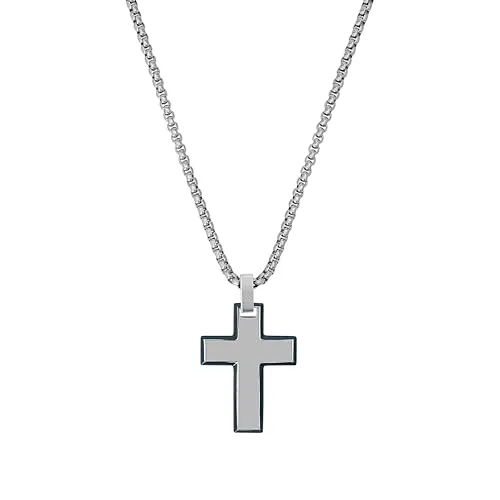 s.Oliver Herren Kette mit Kreuz-Anhänger - Elegante Kette mit Kreuz-Anhänger aus hochwertigem Edelstahl, 55+5 cm lang. Ideal als Geschenk in stilvoller Schmuckbox - perfekter Tragekomfort für jeden Anlass.