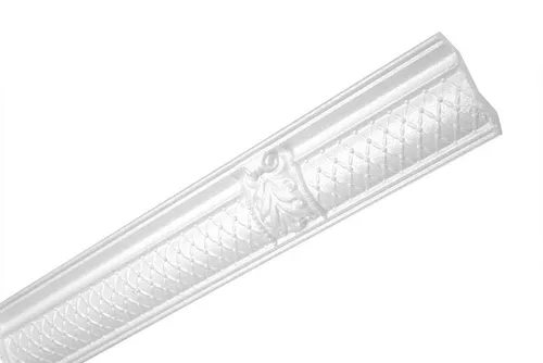 Hexim Deckenleiste ZM15, 2 Meter / 1 Leiste, Deckenleisten klassisch XPS Styropor weiß, 2 Meter Stuckleisten Styroporleisten Stuck Zierleisten gemustert Eckleisten