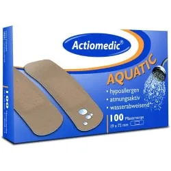 Gramm medical healthcare GmbH Actiomedic® AQUATIC Pflasterstrips, Wasserabweisend, atmungsaktiv und hypoallergen, 1 Packung = 100 Stück, 19 x 72 mm 137.021.19720